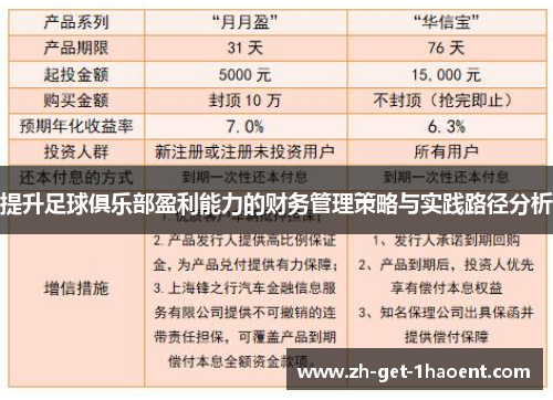 提升足球俱乐部盈利能力的财务管理策略与实践路径分析