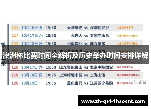 澳洲杯比赛时间全解析及历史举办时间安排详解